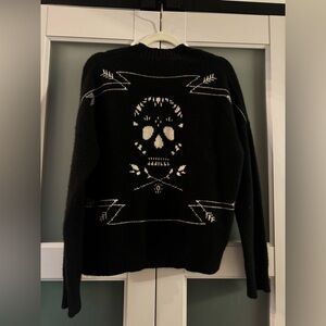SKULL CASHMERE black skull cardigan. Size XS. 🖤🤍